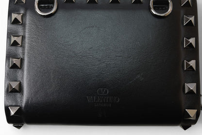 ヴァレンティノ 財布 VALENTINO 折財布 バレンチノ ロックスタッズ ブラック メンズ/レディース【中古】