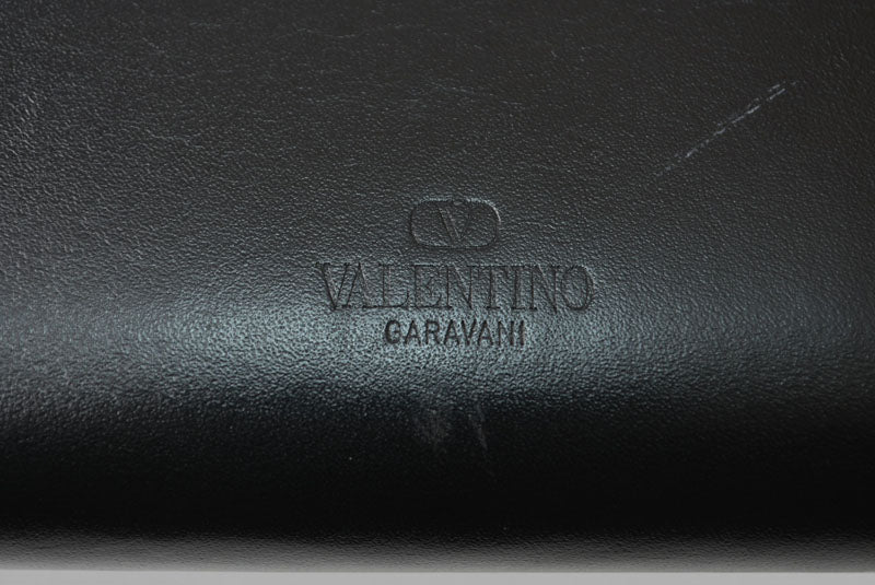 ヴァレンティノ 財布 VALENTINO 折財布 バレンチノ ロックスタッズ ブラック メンズ/レディース【中古】