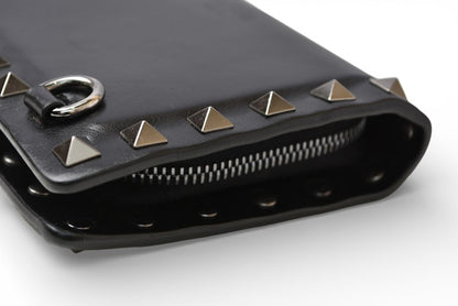 ヴァレンティノ 財布 VALENTINO 折財布 バレンチノ ロックスタッズ ブラック メンズ/レディース【中古】