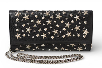 ジミーチュウ チェーンウォレット/長財布/ショルダーバッグ JIMMY CHOO スタースタッズ/ラインストーン ブラック【中古】