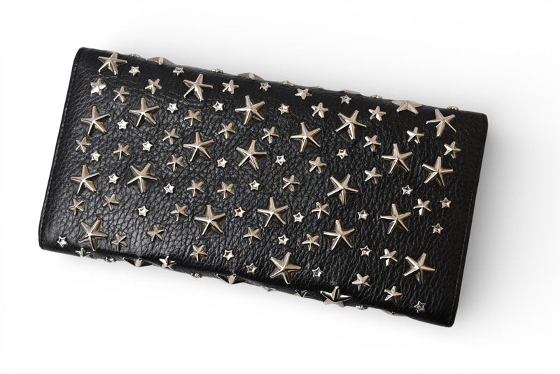 ジミーチュウ チェーンウォレット/長財布/ショルダーバッグ JIMMY CHOO スタースタッズ/ラインストーン ブラック【中古】