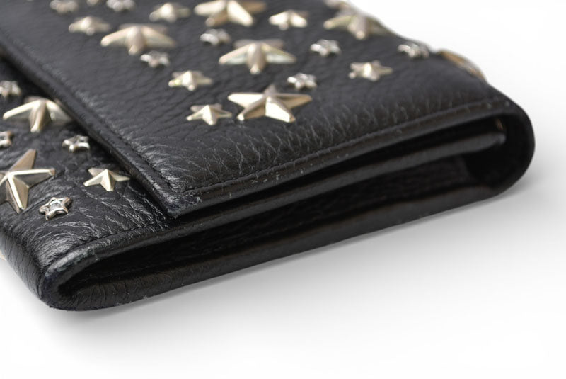 ジミーチュウ チェーンウォレット/長財布/ショルダーバッグ JIMMY CHOO スタースタッズ/ラインストーン ブラック【中古】