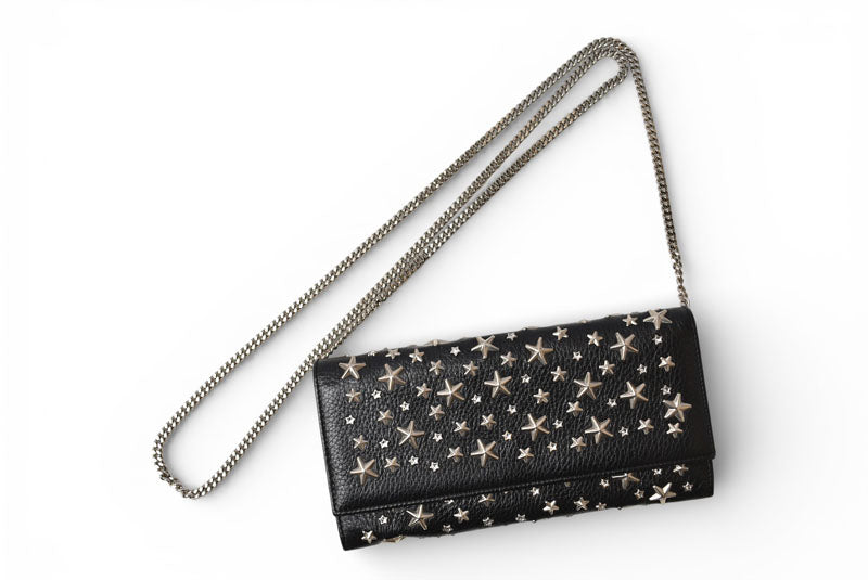 ジミーチュウ チェーンウォレット/長財布/ショルダーバッグ JIMMY CHOO スタースタッズ/ラインストーン ブラック【中古】