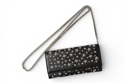 ジミーチュウ チェーンウォレット/長財布/ショルダーバッグ JIMMY CHOO スタースタッズ/ラインストーン ブラック【中古】