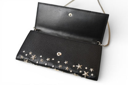 ジミーチュウ チェーンウォレット/長財布/ショルダーバッグ JIMMY CHOO スタースタッズ/ラインストーン ブラック【中古】
