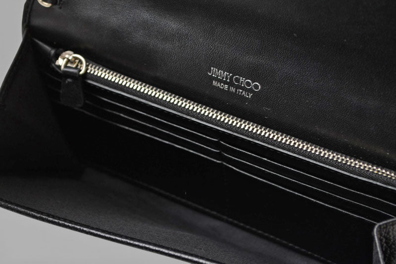 ジミーチュウ チェーンウォレット/長財布/ショルダーバッグ JIMMY CHOO スタースタッズ/ラインストーン ブラック【中古】