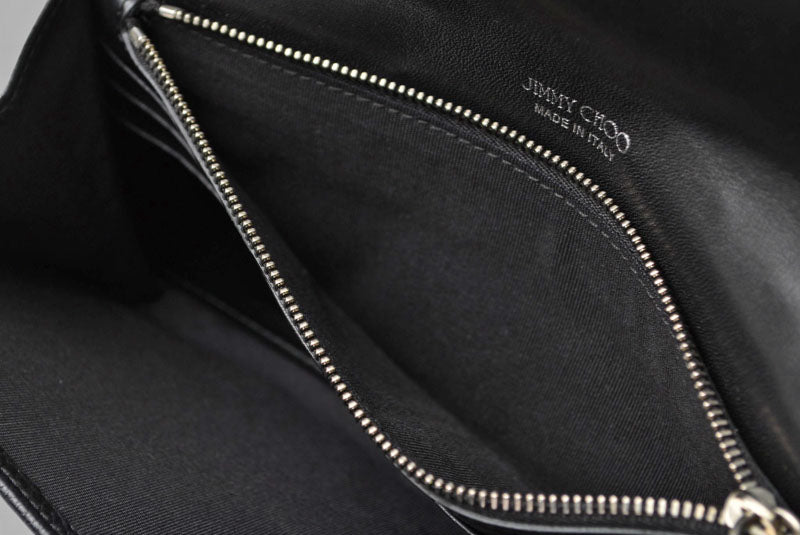 ジミーチュウ チェーンウォレット/長財布/ショルダーバッグ JIMMY CHOO スタースタッズ/ラインストーン ブラック【中古】