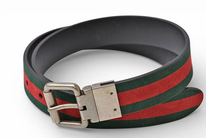 グッチ ベルト リバーシブル サイズ85 レザー GUCCI シェリーライン ブラック グリーン/レッド【中古】