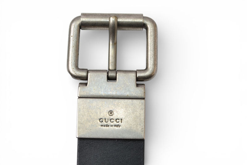 グッチ ベルト リバーシブル サイズ85 レザー GUCCI シェリーライン ブラック グリーン/レッド【中古】