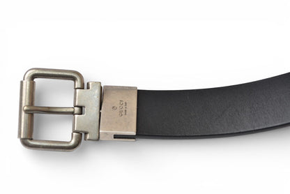 グッチ ベルト リバーシブル サイズ85 レザー GUCCI シェリーライン ブラック グリーン/レッド【中古】