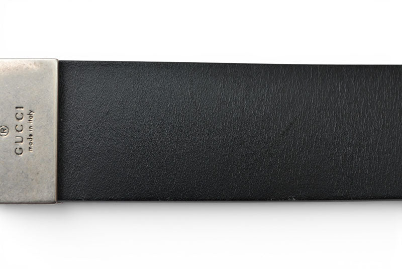 グッチ ベルト リバーシブル サイズ85 レザー GUCCI シェリーライン ブラック グリーン/レッド【中古】