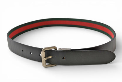 グッチ ベルト リバーシブル サイズ85 レザー GUCCI シェリーライン ブラック グリーン/レッド【中古】