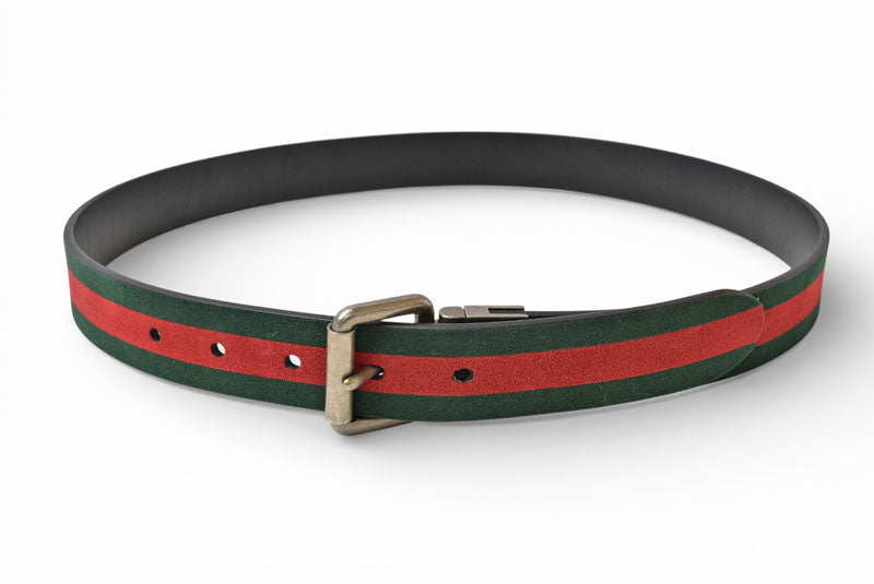 グッチ ベルト リバーシブル サイズ85 レザー GUCCI シェリーライン ブラック グリーン/レッド【中古】