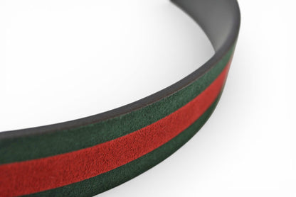 グッチ ベルト リバーシブル サイズ85 レザー GUCCI シェリーライン ブラック グリーン/レッド【中古】