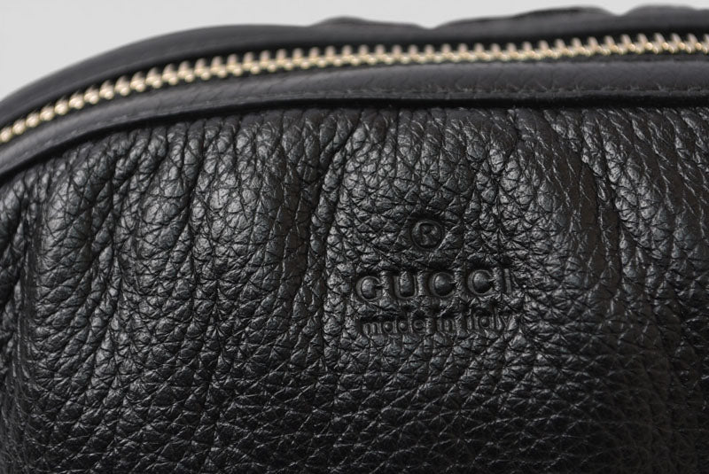 グッチ コスメポーチ/化粧ポーチ GUCCI バンブー レザー ブラック 246175【中古】