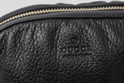 グッチ コスメポーチ/化粧ポーチ GUCCI バンブー レザー ブラック 246175【中古】