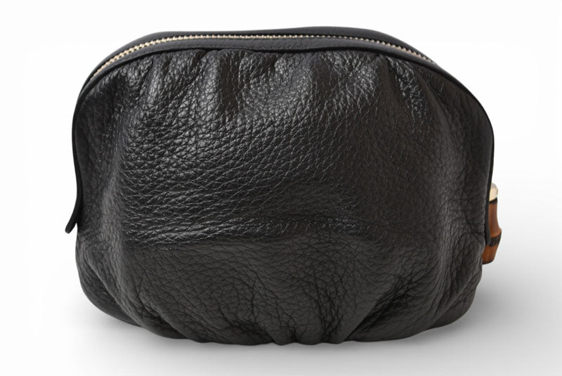 グッチ コスメポーチ/化粧ポーチ GUCCI バンブー レザー ブラック 246175【中古】