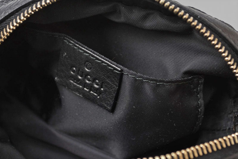 グッチ コスメポーチ/化粧ポーチ GUCCI バンブー レザー ブラック 246175【中古】