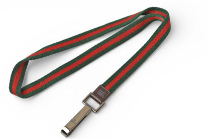 グッチ ネックストラップ GUCCI ウェビングライン グリーン/レッド 【中古】