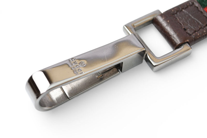 グッチ ネックストラップ GUCCI ウェビングライン グリーン/レッド 【中古】