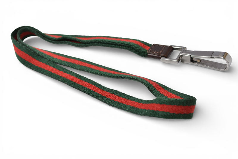 グッチ ネックストラップ GUCCI ウェビングライン グリーン/レッド 【中古】