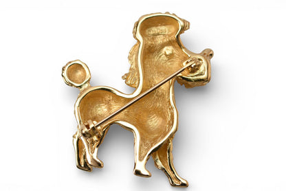 クリスチャンディオール ピンブローチ Christian Dior ヴィンテージ トイプードル 犬モチーフ ラインストーン ゴールド【中古】
