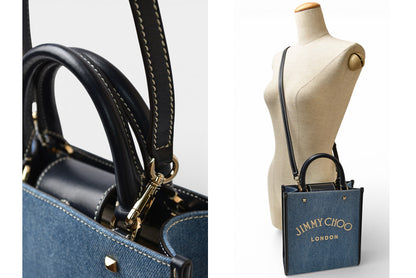 ジミーチュウ ショルダーバッグ JIMMY CHOO VARENNE/ヴァレンヌ トート N/S デニム 2wayバッグ レディース【中古】