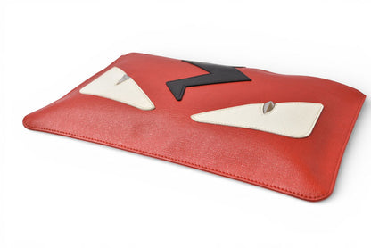 フェンディ クラッチバッグ/セカンドバッグ FENDI BUGS/バグズアイ モンスター フラットポーチ 7N0078 5WF レッド/ブラック【中古】