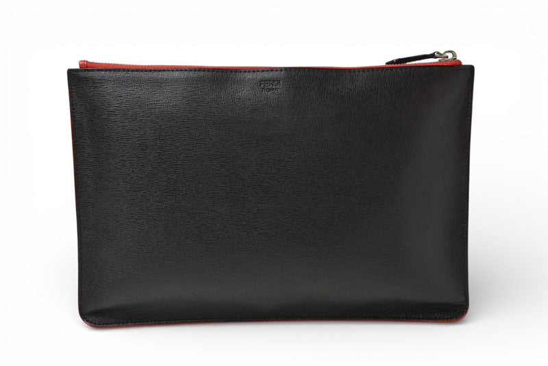 フェンディ クラッチバッグ/セカンドバッグ FENDI BUGS/バグズアイ モンスター フラットポーチ 7N0078 5WF レッド/ブラック【中古】