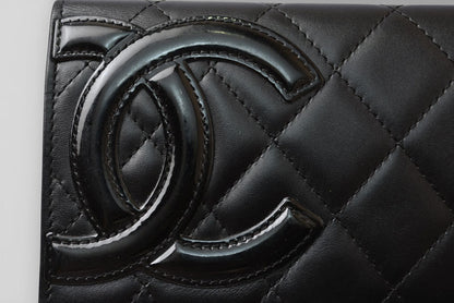 シャネル 財布/二つ折 CHANEL 折財布 カンボン A26722 ブラック/ブラック【中古】