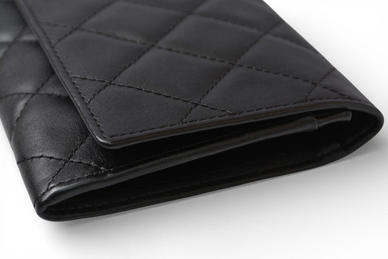 シャネル 財布/二つ折 CHANEL 折財布 カンボン A26722 ブラック/ブラック【中古】