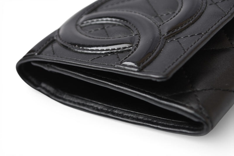 シャネル 財布/二つ折 CHANEL 折財布 カンボン A26722 ブラック/ブラック【中古】