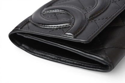 シャネル 財布/二つ折 CHANEL 折財布 カンボン A26722 ブラック/ブラック【中古】
