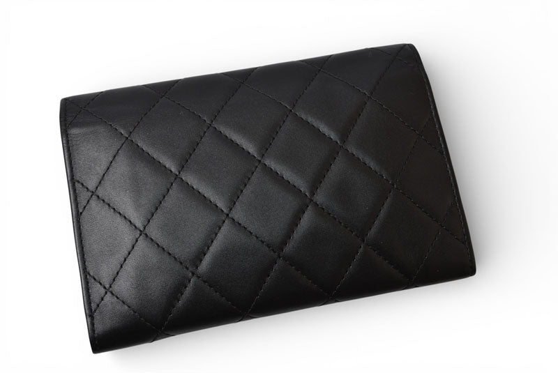 シャネル 財布/二つ折 CHANEL 折財布 カンボン A26722 ブラック/ブラック【中古】