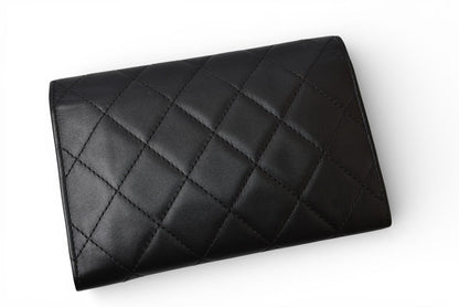 シャネル 財布/二つ折 CHANEL 折財布 カンボン A26722 ブラック/ブラック【中古】