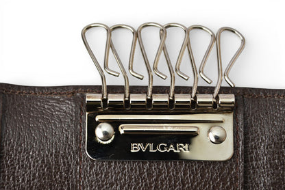 ブルガリ キーケース/キーホルダー BVLGARI ロゴマニア ベージュ/シルバー金具 メンズ/レディース【中古】