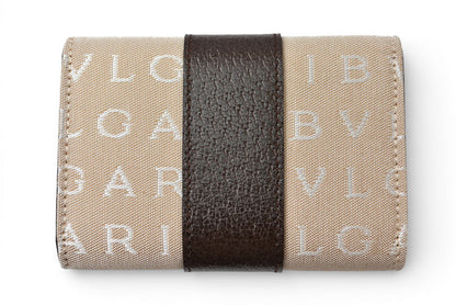 ブルガリ キーケース/キーホルダー BVLGARI ロゴマニア ベージュ/シルバー金具 メンズ/レディース【中古】