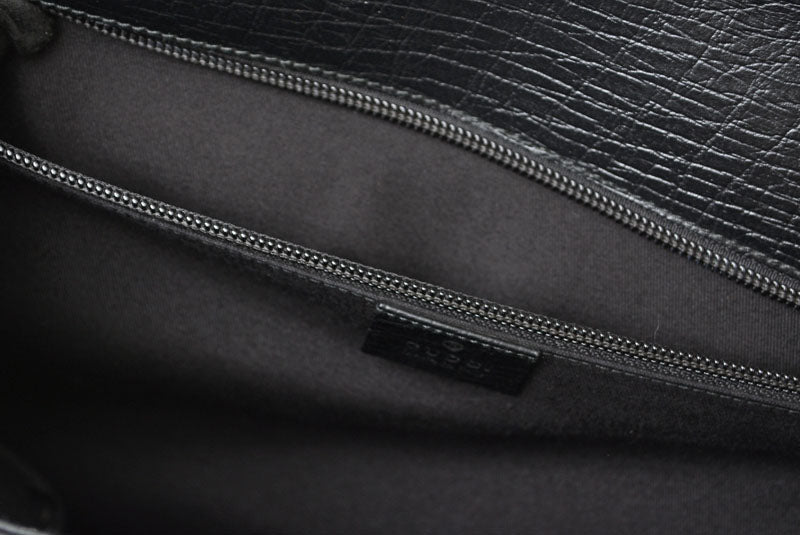 グッチ 美品 ビジネスバッグ/書類カバン A4 GUCCI レザー ブラック 34044.212792【中古】