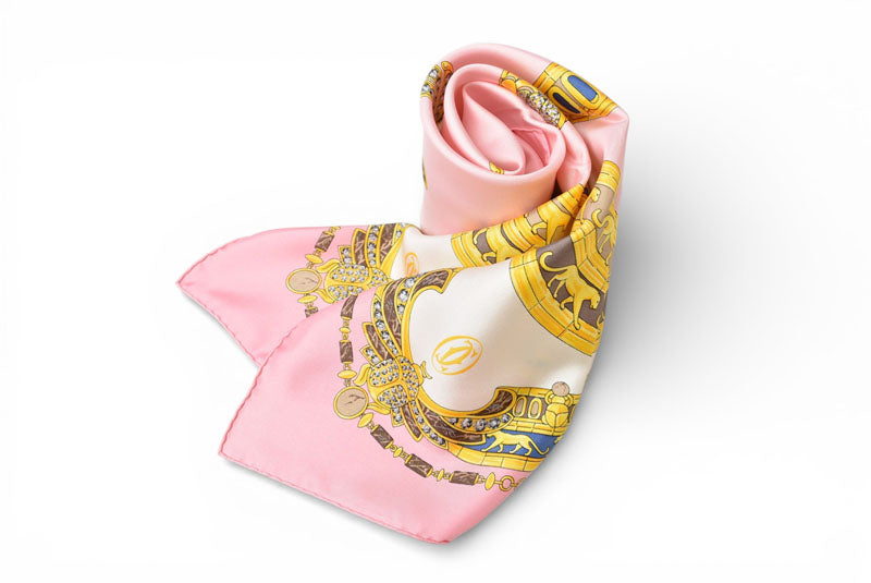 カルティエ スカーフ Cartier ショール ヒョウ ゴールド ピンク 未使用【中古】