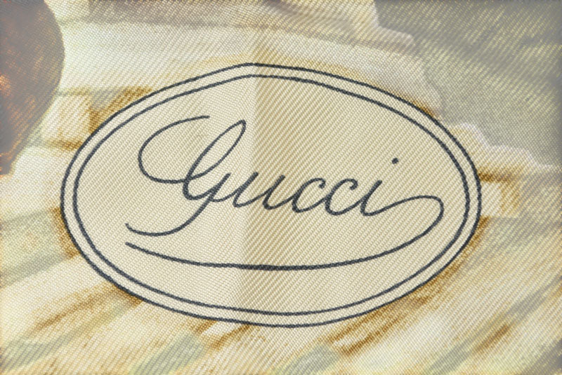 グッチ スカーフ GUCCI ヴィンテージ 大判スカーフ フルーツ柄 ベージュマルチ【中古】