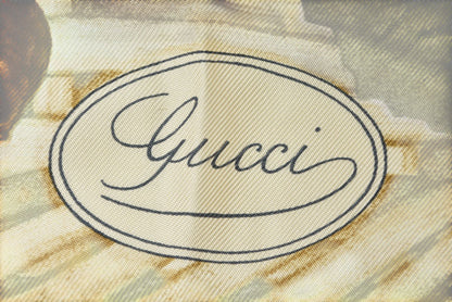 グッチ スカーフ GUCCI ヴィンテージ 大判スカーフ フルーツ柄 ベージュマルチ【中古】