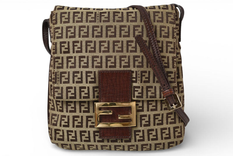 フェンディ ショルダーバッグ ズッキーノ FENDI ヴィンテージ バッグ ZUCCA/ズッカ柄 ベージュ/ブラウン 8BT075【中古】