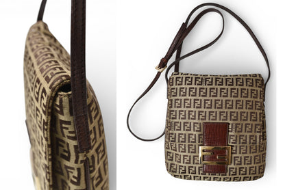 フェンディ ショルダーバッグ ズッキーノ FENDI ヴィンテージ バッグ ZUCCA/ズッカ柄 ベージュ/ブラウン 8BT075【中古】