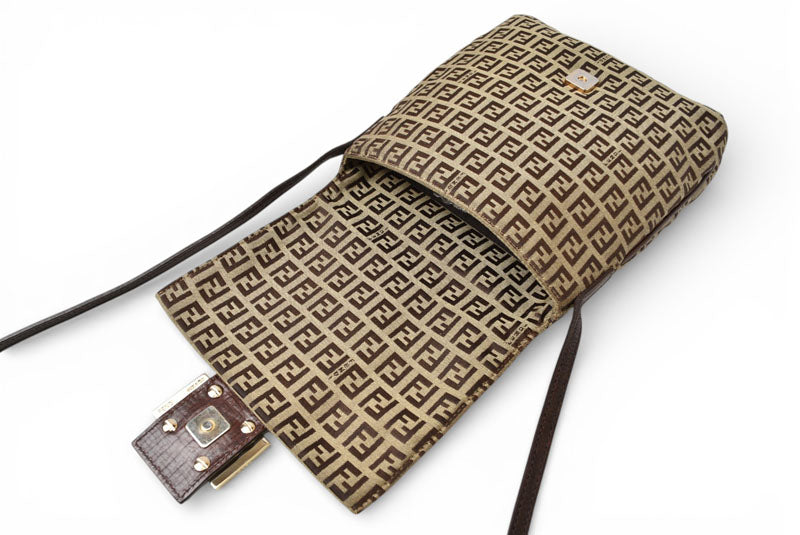フェンディ ショルダーバッグ ズッキーノ FENDI ヴィンテージ バッグ ZUCCA/ズッカ柄 ベージュ/ブラウン 8BT075【中古】