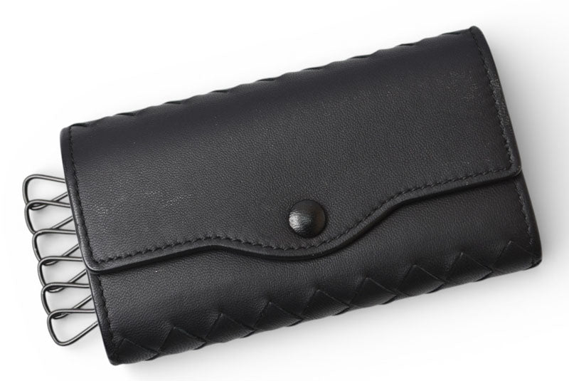 ボッテガヴェネタ キーケース/キーリング BOTTEGA VENETA 6連 イントレチャート ナッパ ブラック【中古】