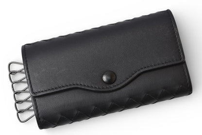 ボッテガヴェネタ キーケース/キーリング BOTTEGA VENETA 6連 イントレチャート ナッパ ブラック【中古】