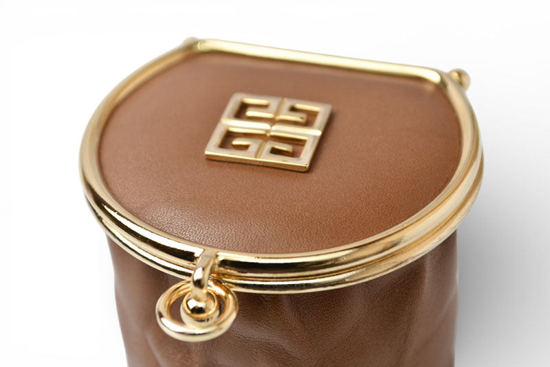 ジバンシー/ジバンシィ コインケース GIVENCHY がま口 4Gロゴ ヴィンテージ レザー ブラウン【中古】