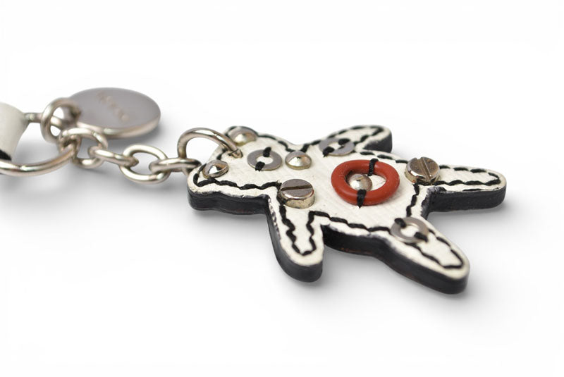 プラダ チャーム/キーホルダー PRADA トリック ロボベア/クマ ホワイト/レッド シルバー【中古】
