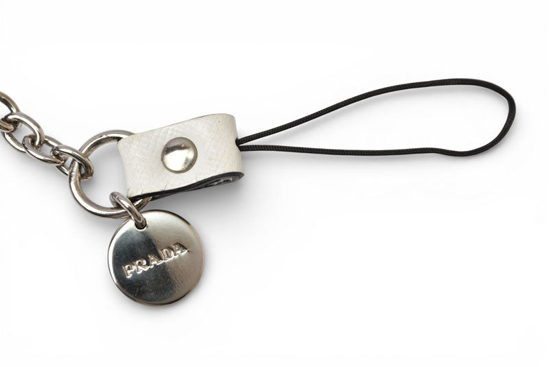 プラダ チャーム/キーホルダー PRADA トリック ロボベア/クマ ホワイト/レッド シルバー【中古】