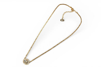 クリスチャンディオール ネックレス ヴィンテージ Christian Dior ロゴ/ラインストーン ゴールド【中古】